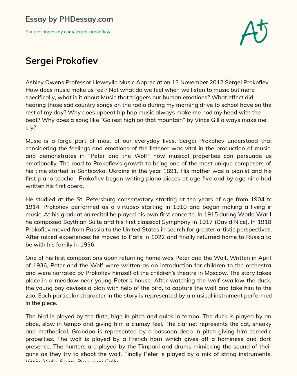 Sergei Prokofiev essay