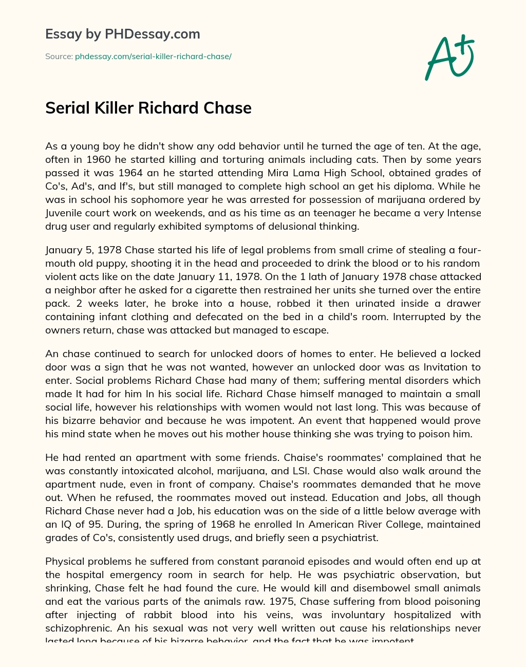 Serial Killer Richard Chase essay