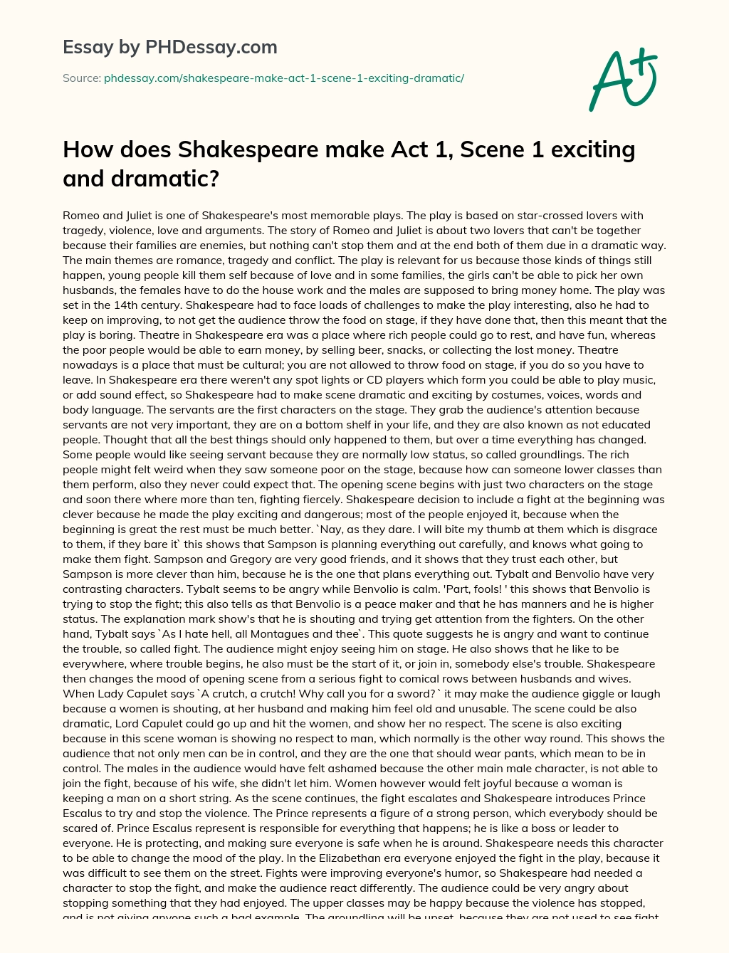 How does Shakespeare make Act 1, Scene 1 exciting and dramatic? essay
