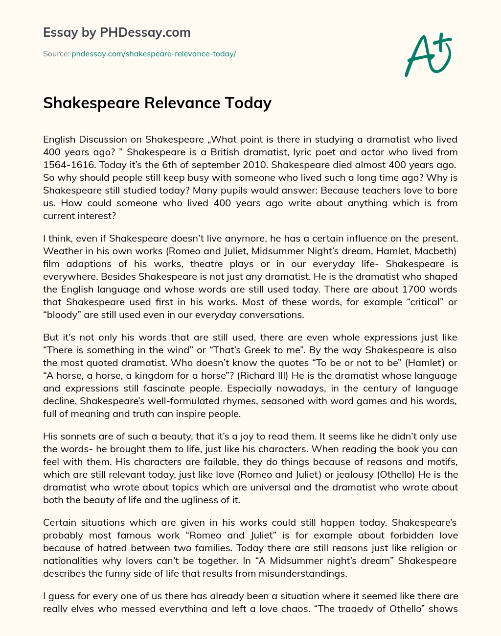 write my esl college essay on shakespeare