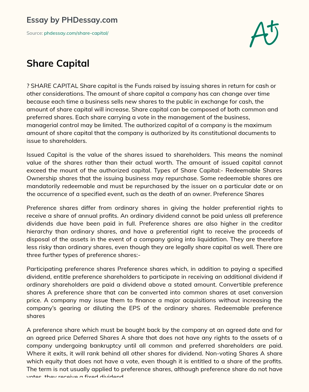 Share Capital essay