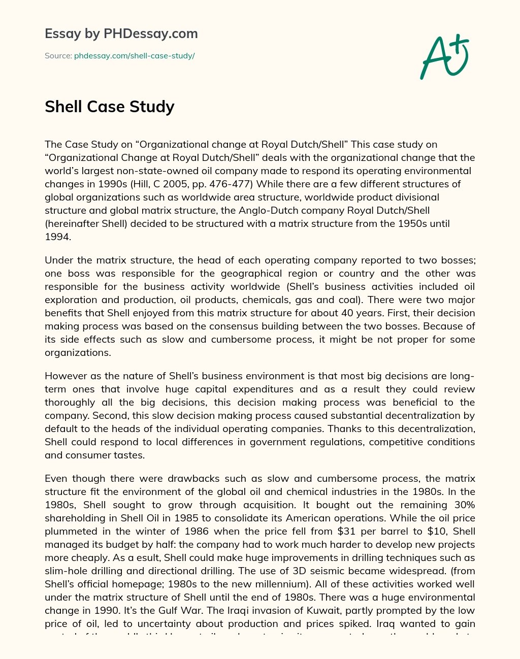 Shell Case Study essay