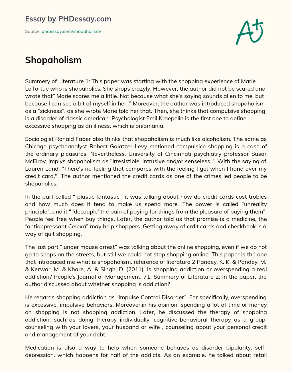 The Psychology of Shopaholism: Understanding the Disorder and Its Causes essay