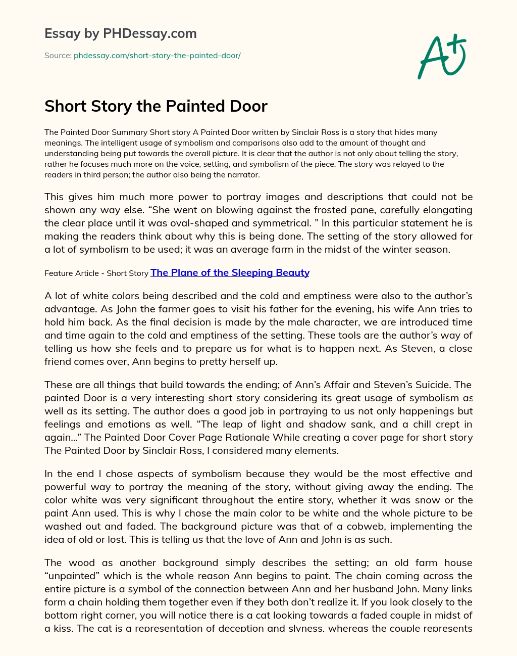 Short Story the Painted Door essay