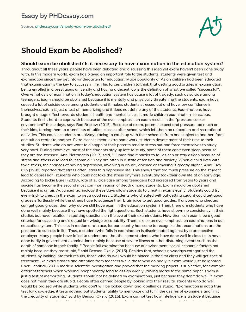 examination should not be abolished