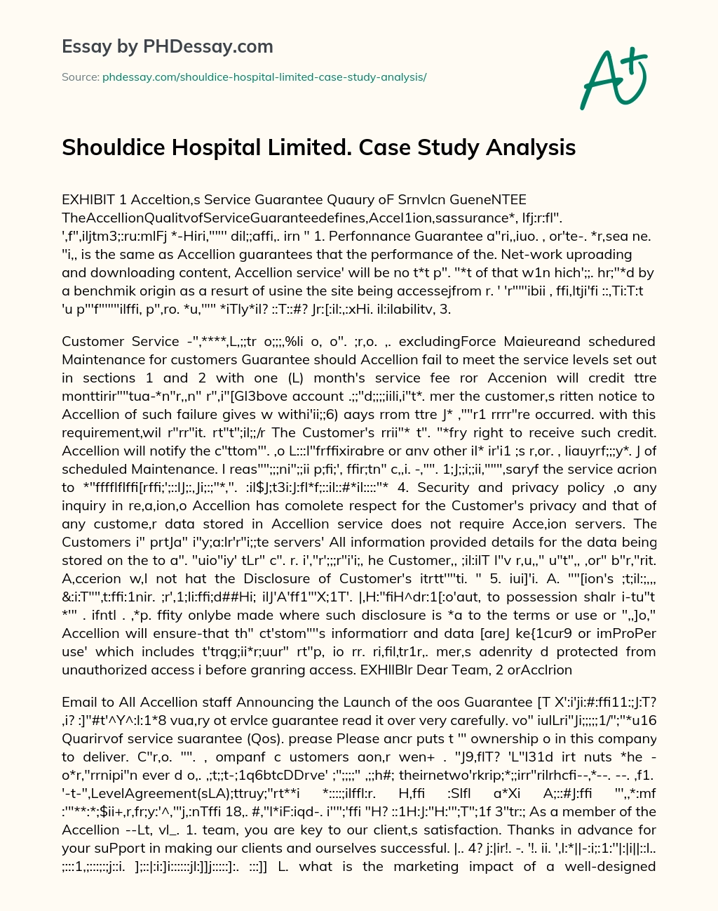 Shouldice Hospital Limited. Case Study Analysis essay