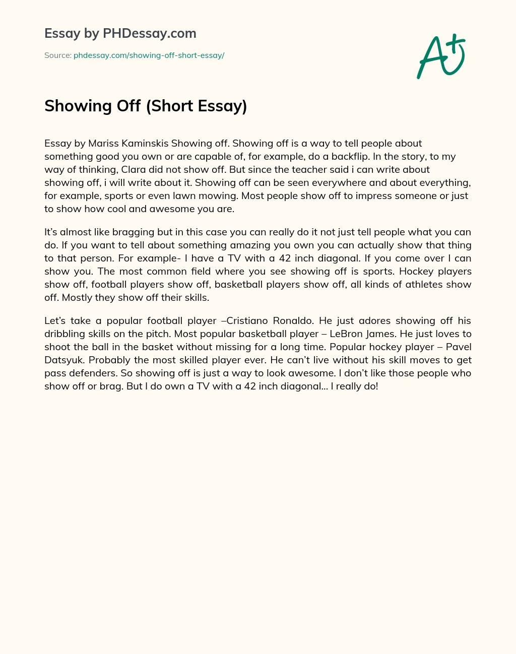 Showing Off (Short Essay) essay