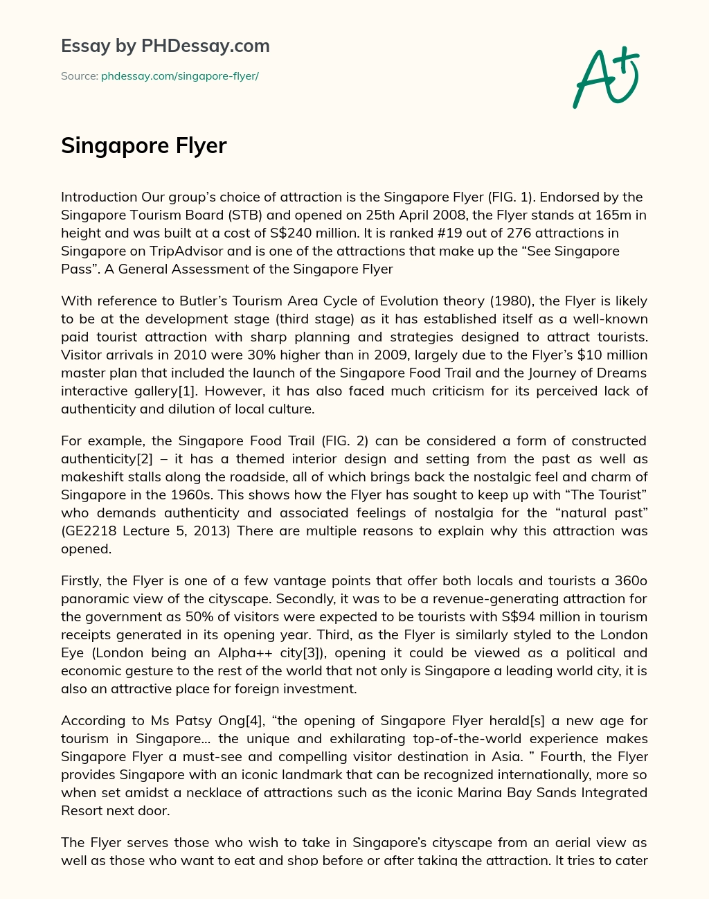 Singapore Flyer essay