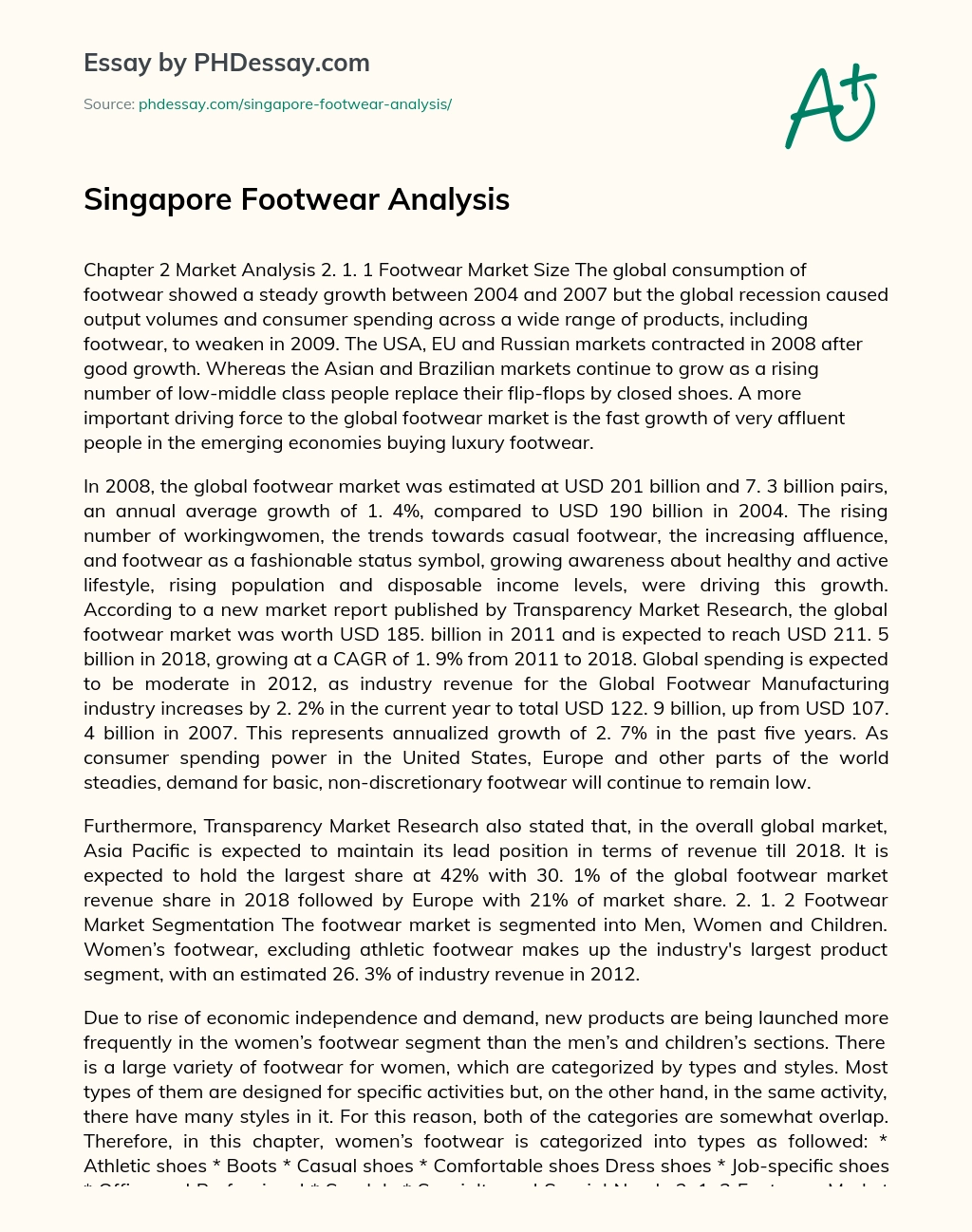 Singapore Footwear Analysis essay