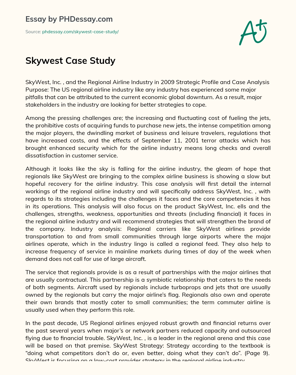Skywest Case Study essay