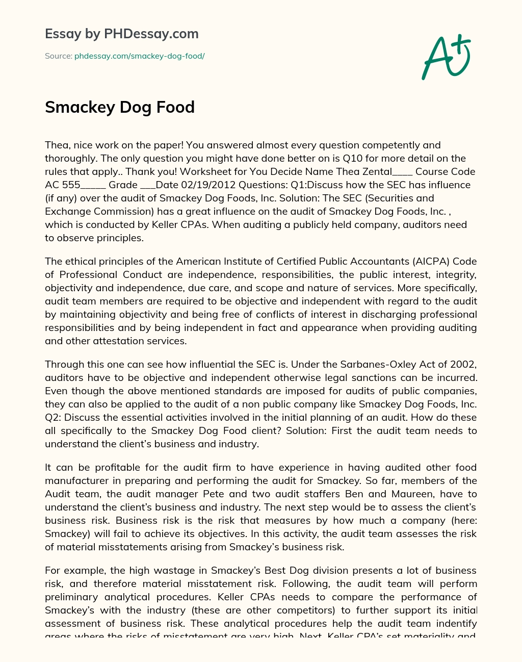 Smackey Dog Food essay