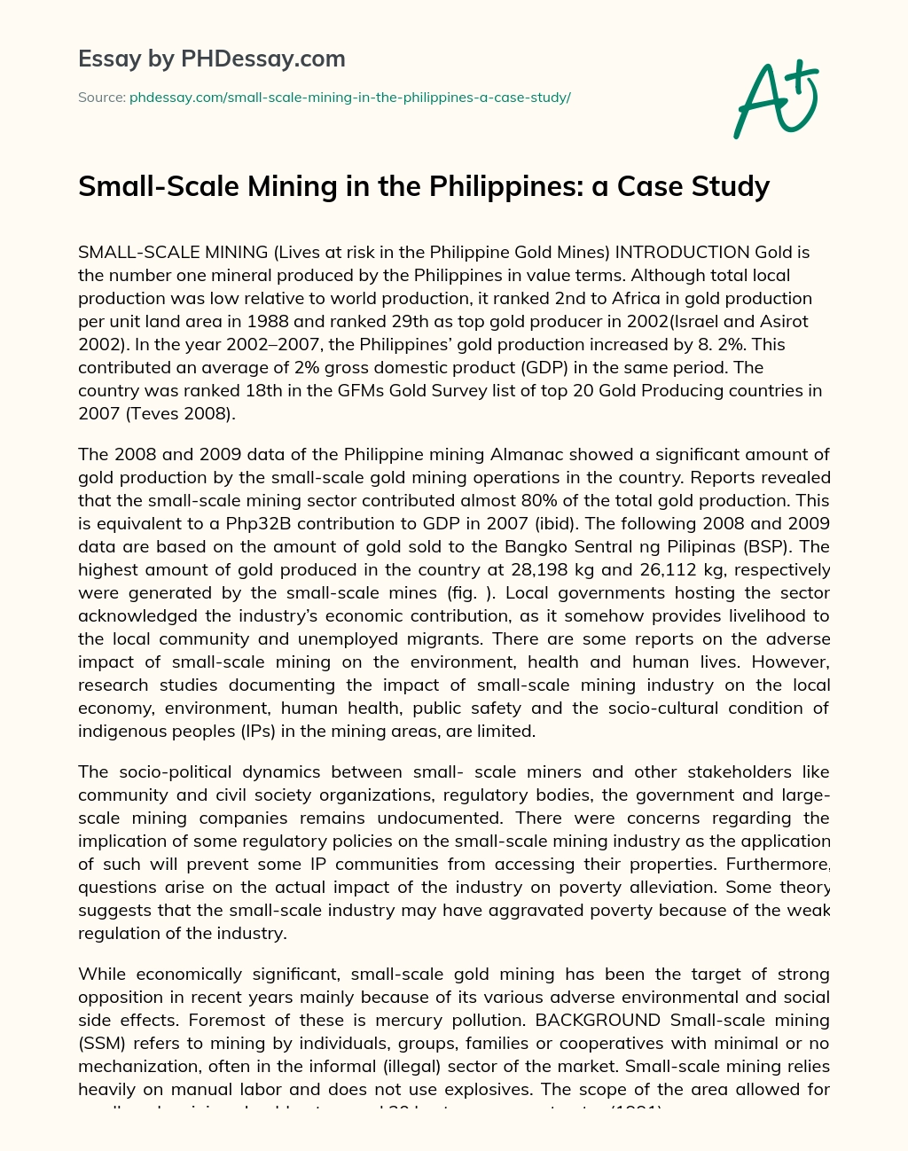 Small-Scale Mining in the Philippines: a Case Study essay