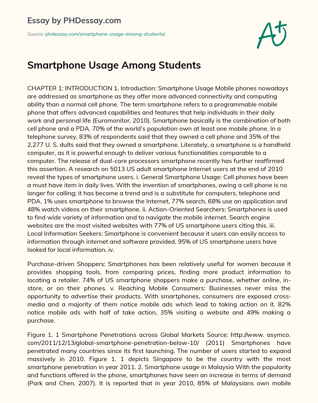 Smartphone Usage Among Students essay
