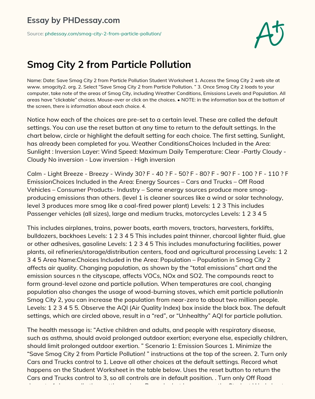Smog City 2 from Particle Pollution essay