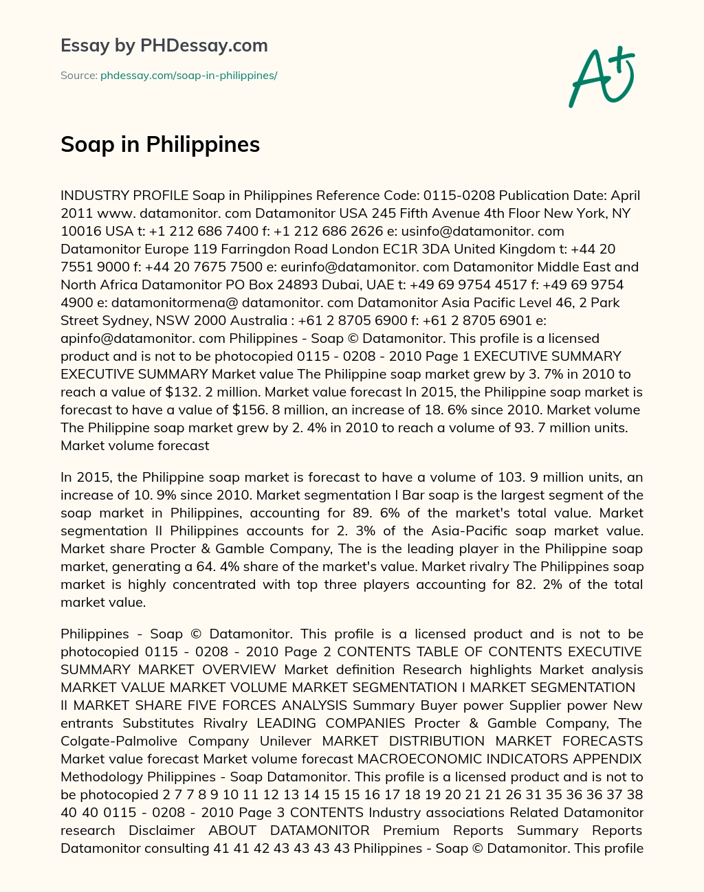 Soap in Philippines essay