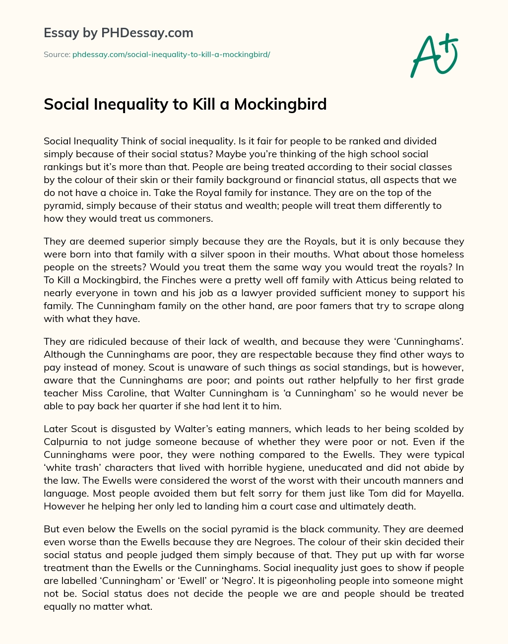 social inequality to kill a mockingbird