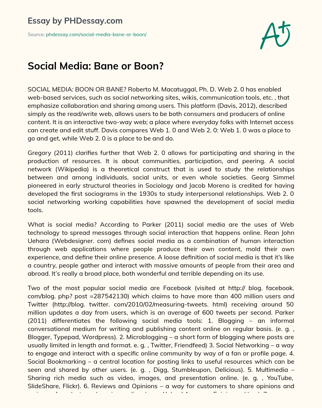 Social Media: Bane or Boon? essay