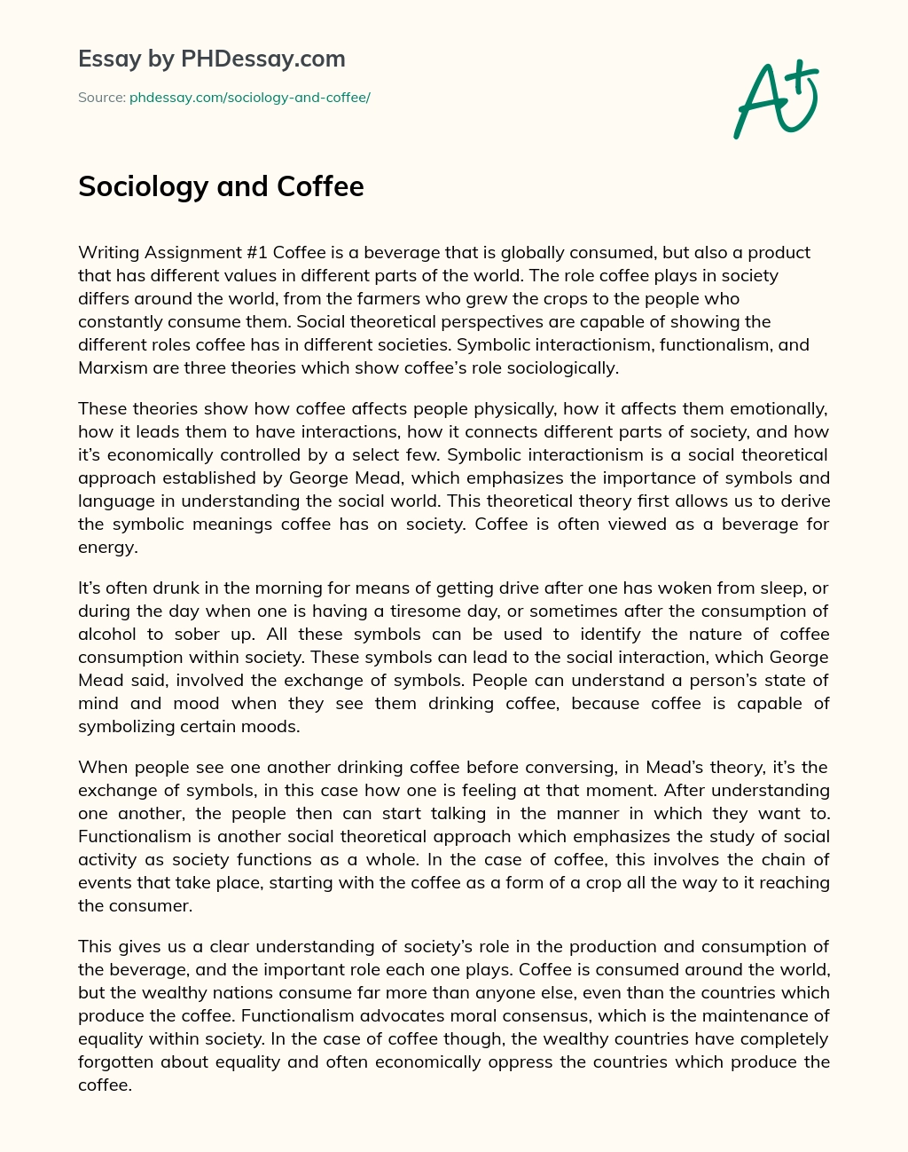 Sociology and Coffee essay