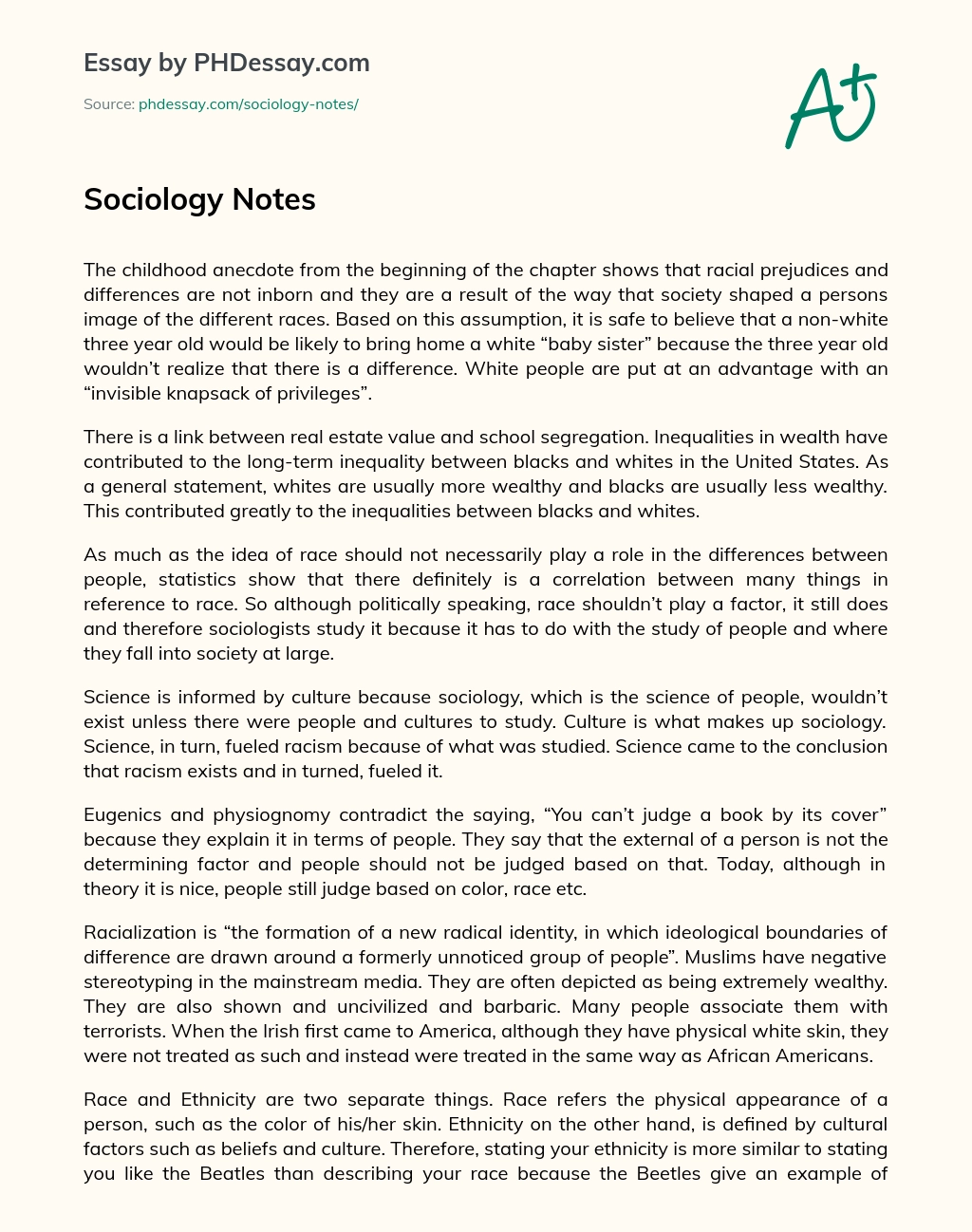 Sociology Notes essay