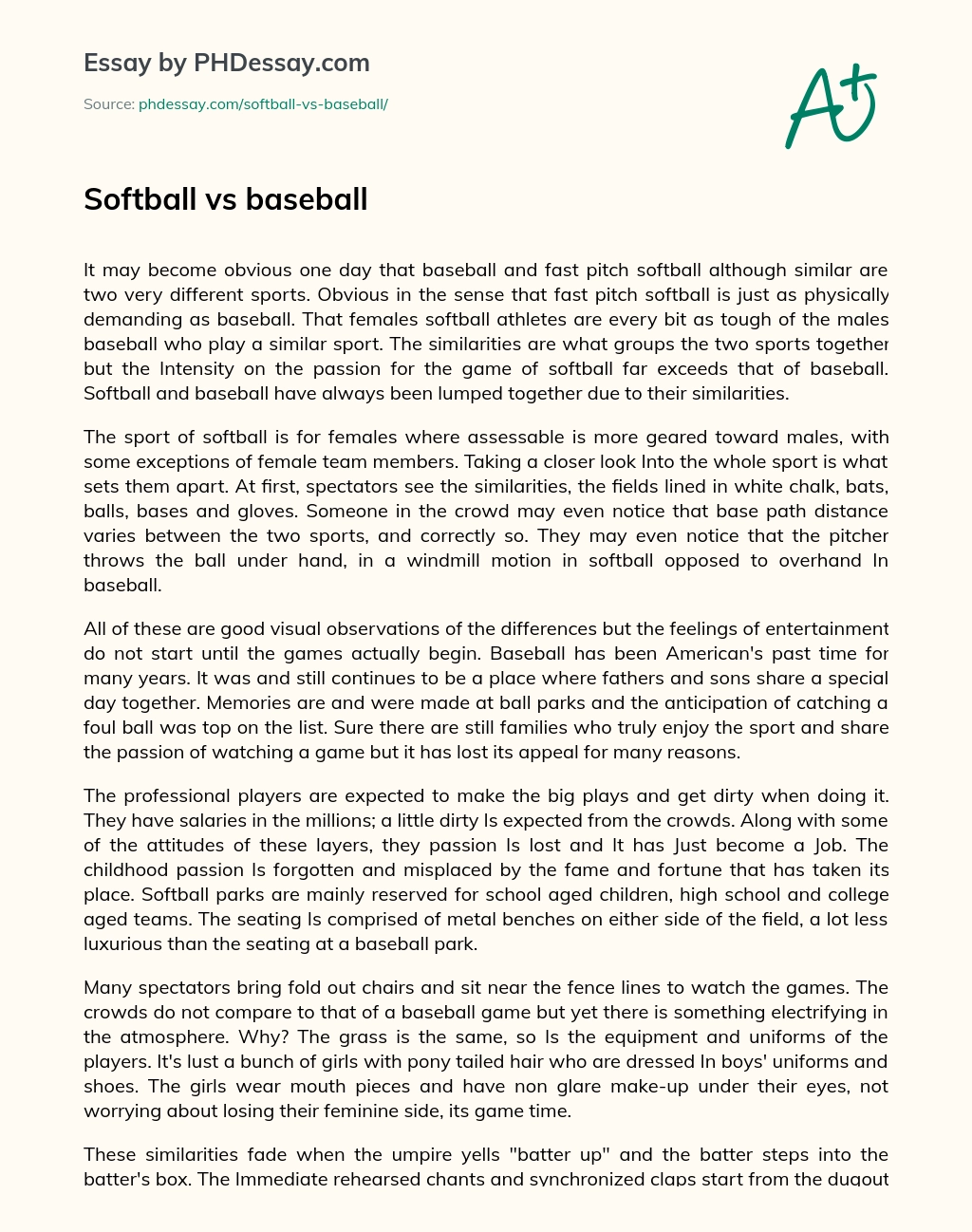 Реферат: The Softball Swing Essay Research Paper Chapter