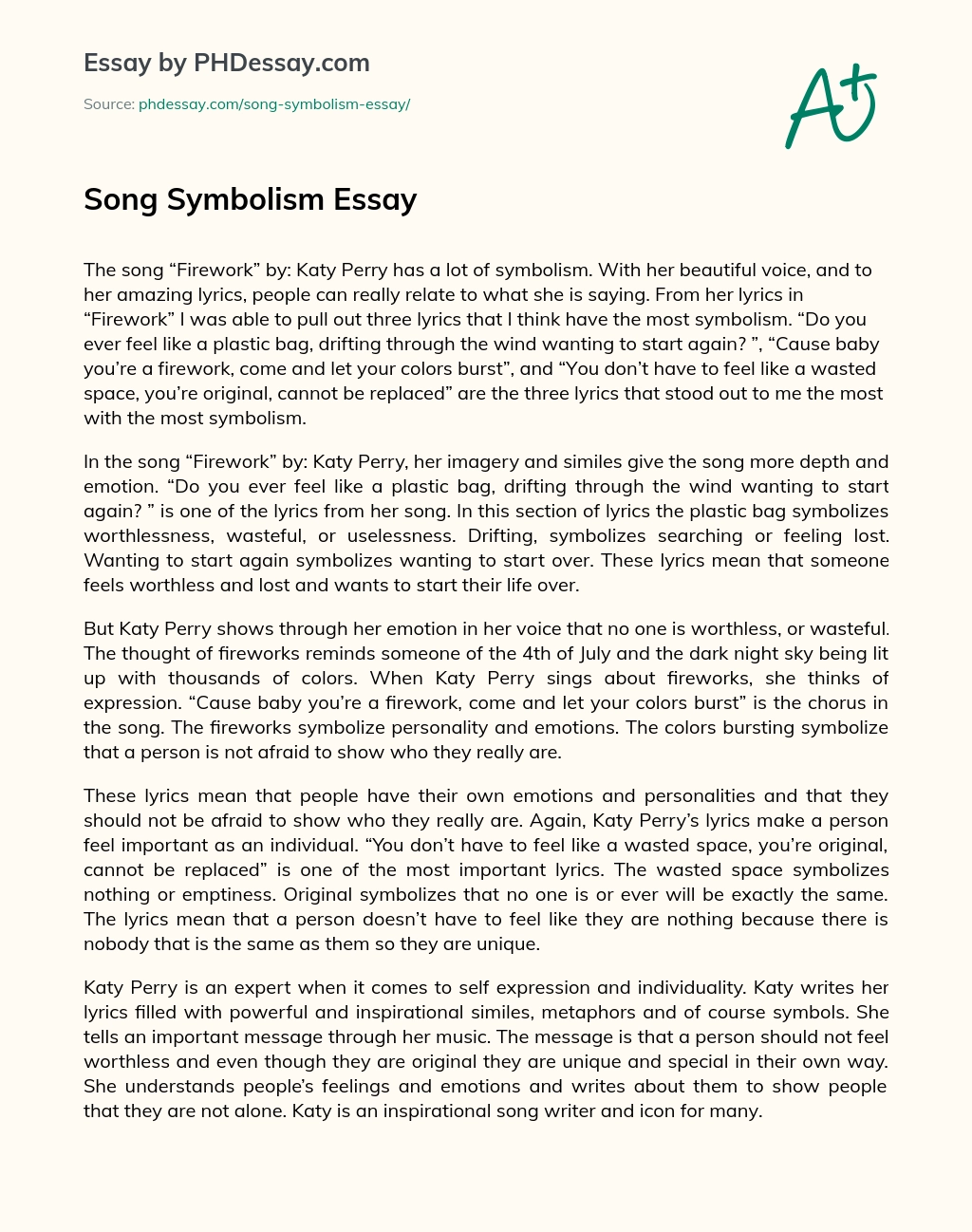 Song Symbolism Essay essay