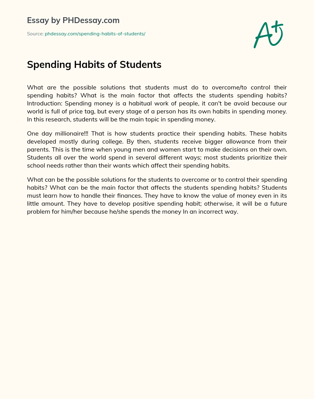 Spending Habits of Students essay