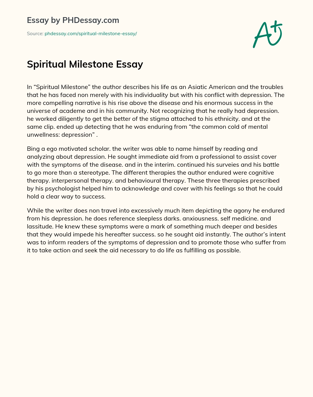 Spiritual Milestone Essay essay