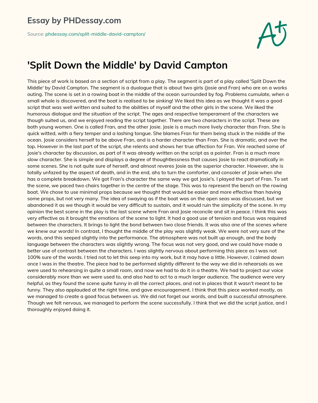 Split Down the Middle by David Campton essay