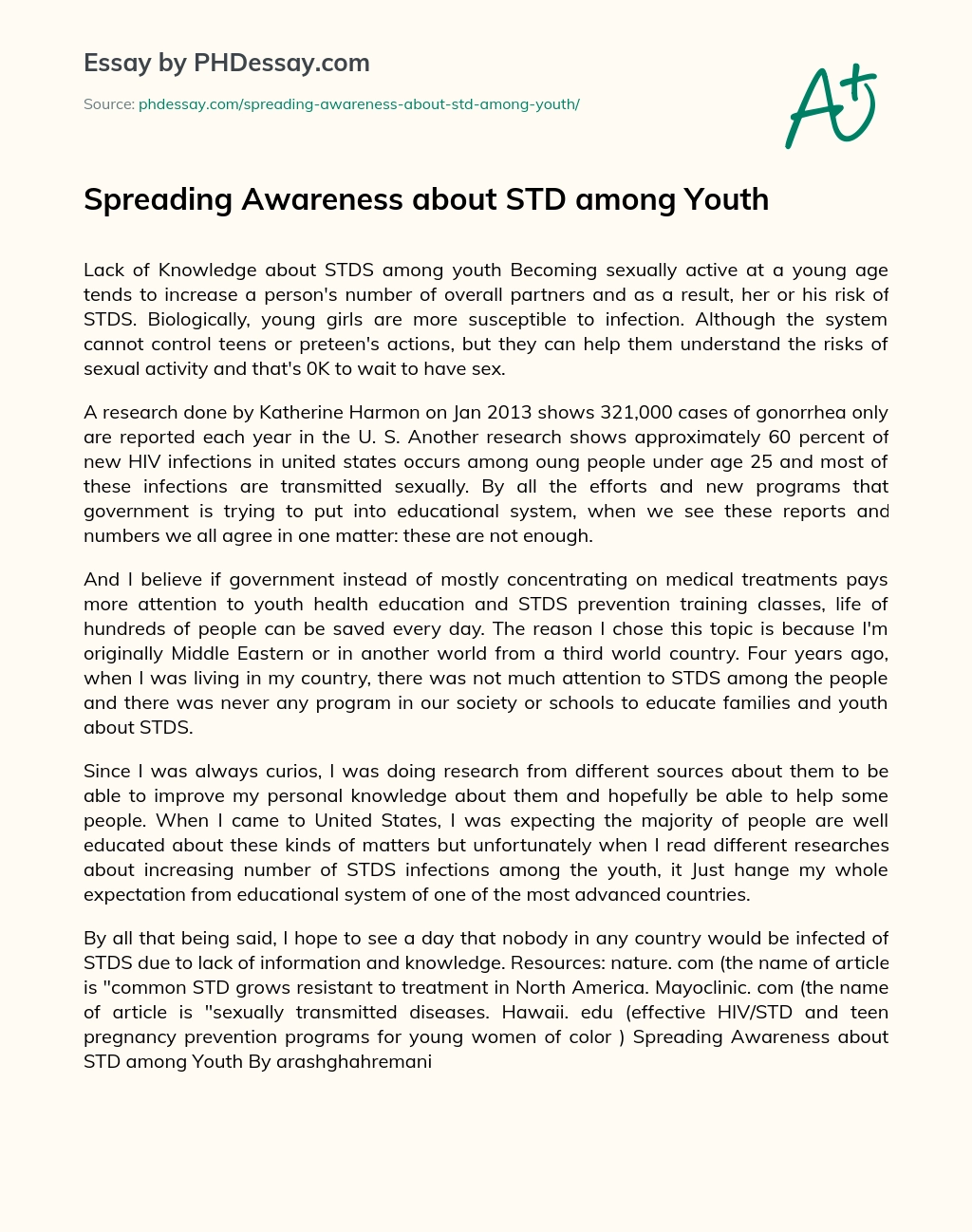 Spreading Awareness about STD among Youth essay