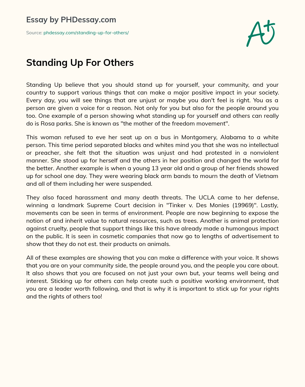 Standing Up For Others essay