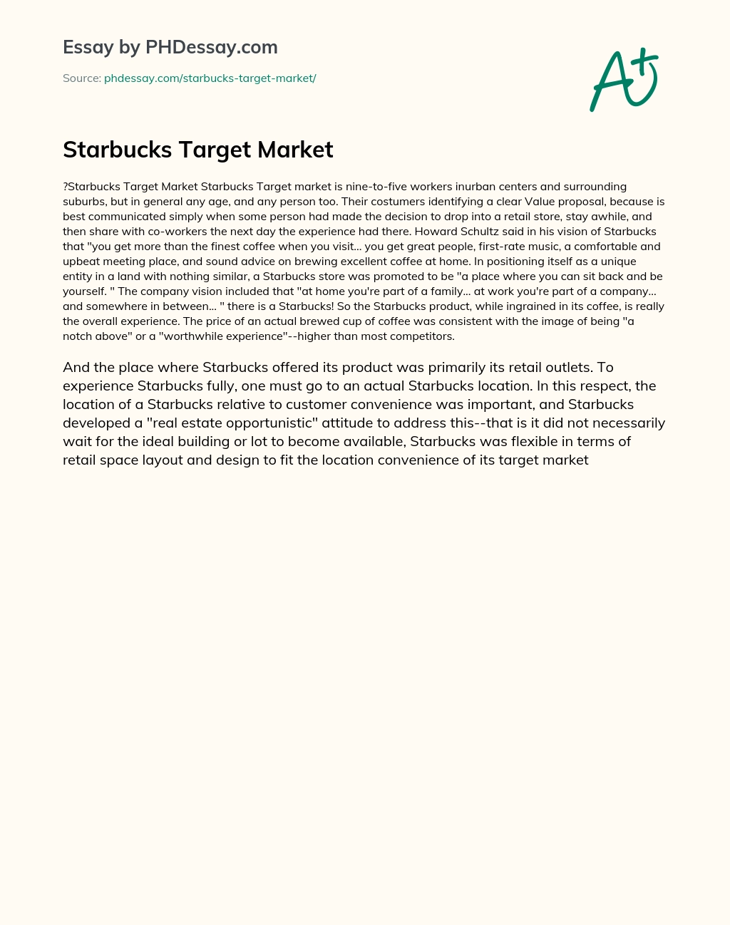 Starbucks Target Market essay