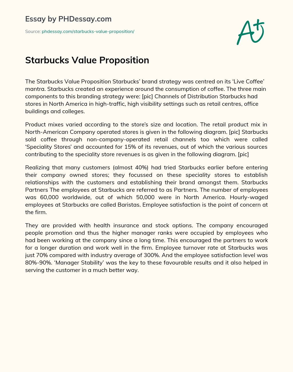 Starbucks Value Proposition essay
