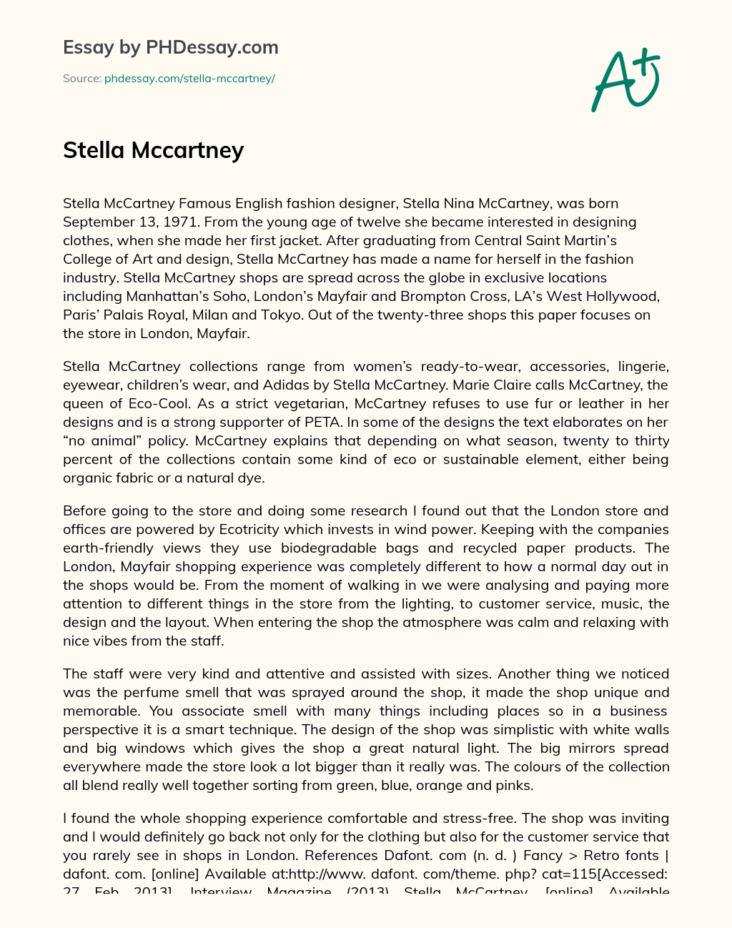 Stella Mccartney essay