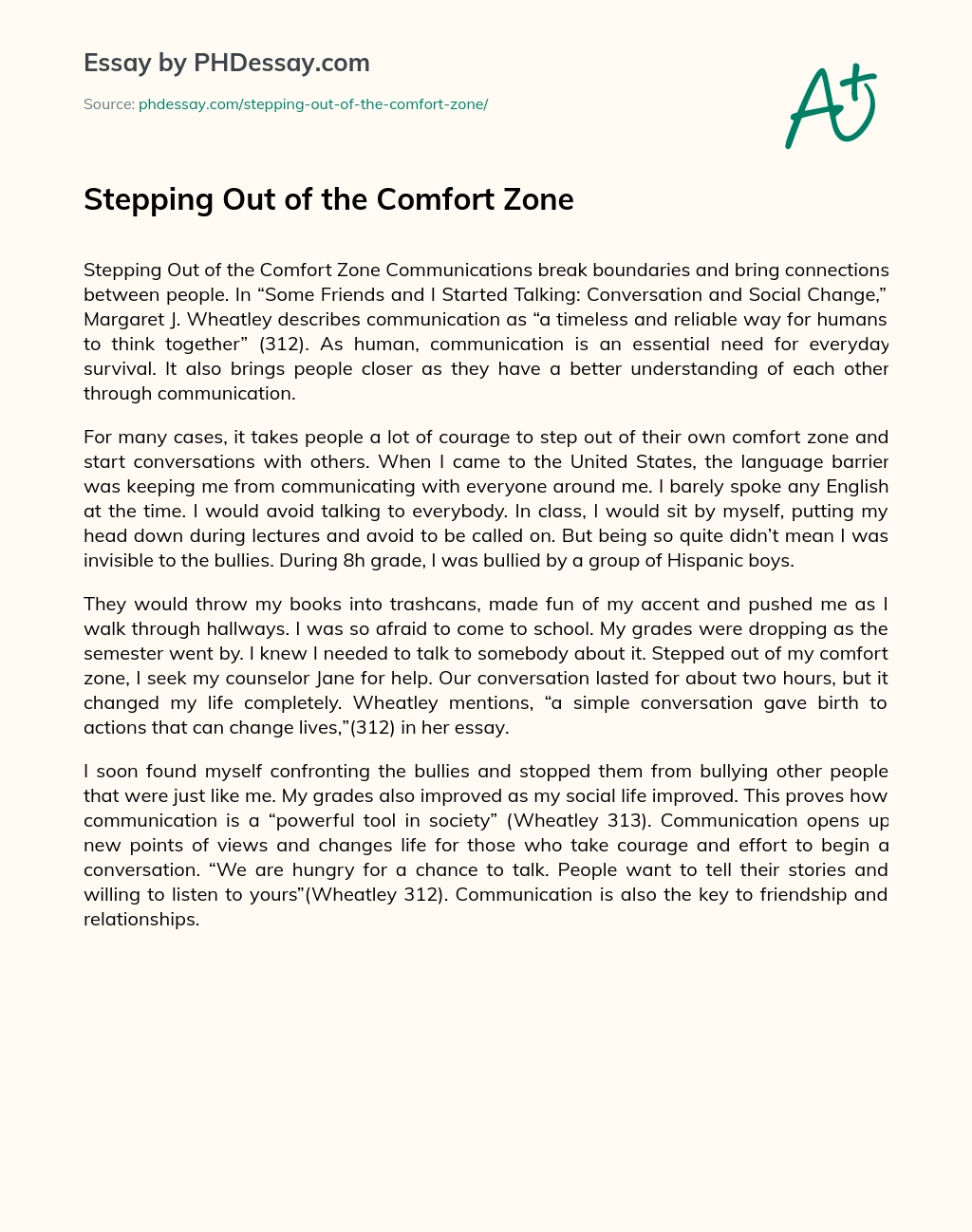 Stepping Out of the Comfort Zone essay