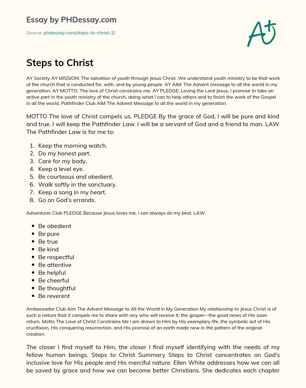 Steps to Christ essay