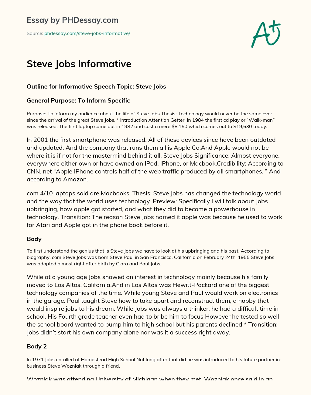 Steve Jobs Informative essay