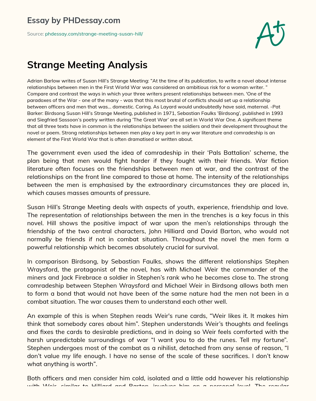 Strange Meeting Analysis essay