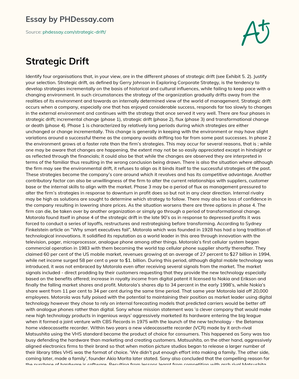 Strategic Drift essay