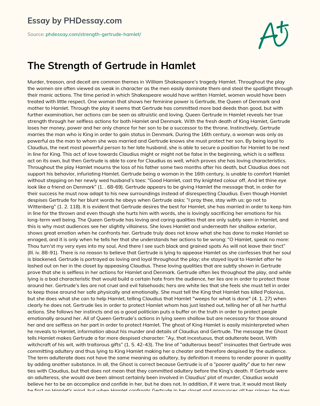 Реферат: Women In Hamlet Essay Research Paper Gertrude