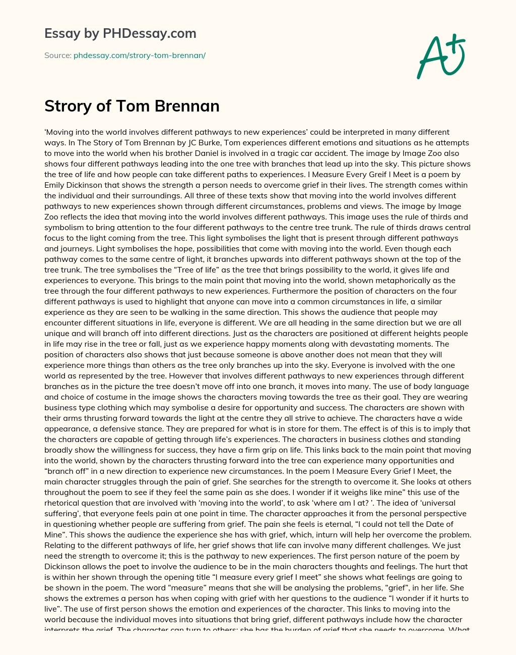 Strory of Tom Brennan essay