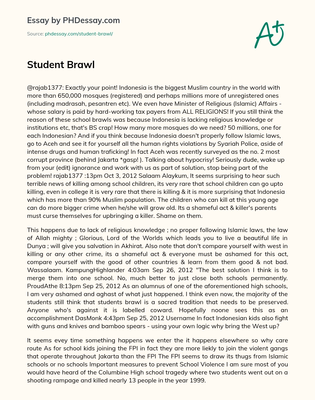 Student Brawl essay