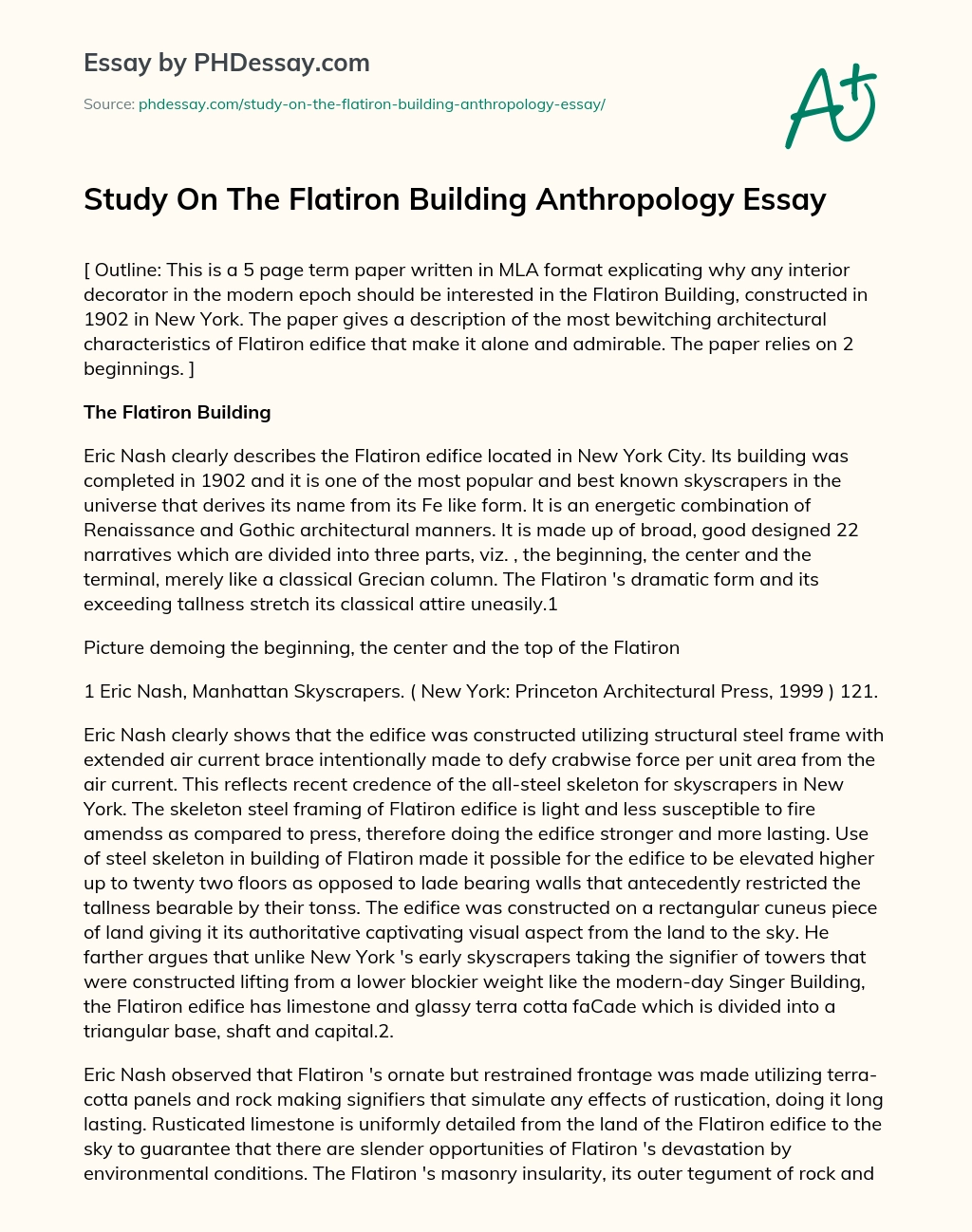Study On The Flatiron Building Anthropology Essay essay