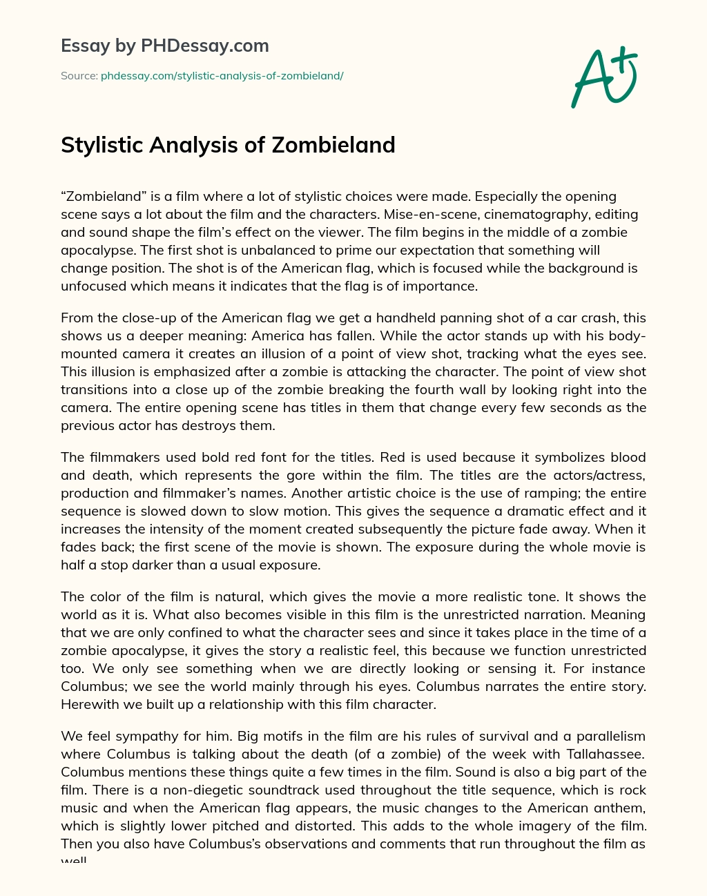 Stylistic Analysis of Zombieland essay