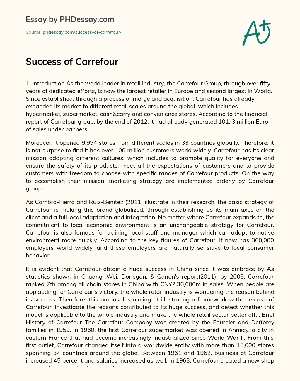 Success of Carrefour essay