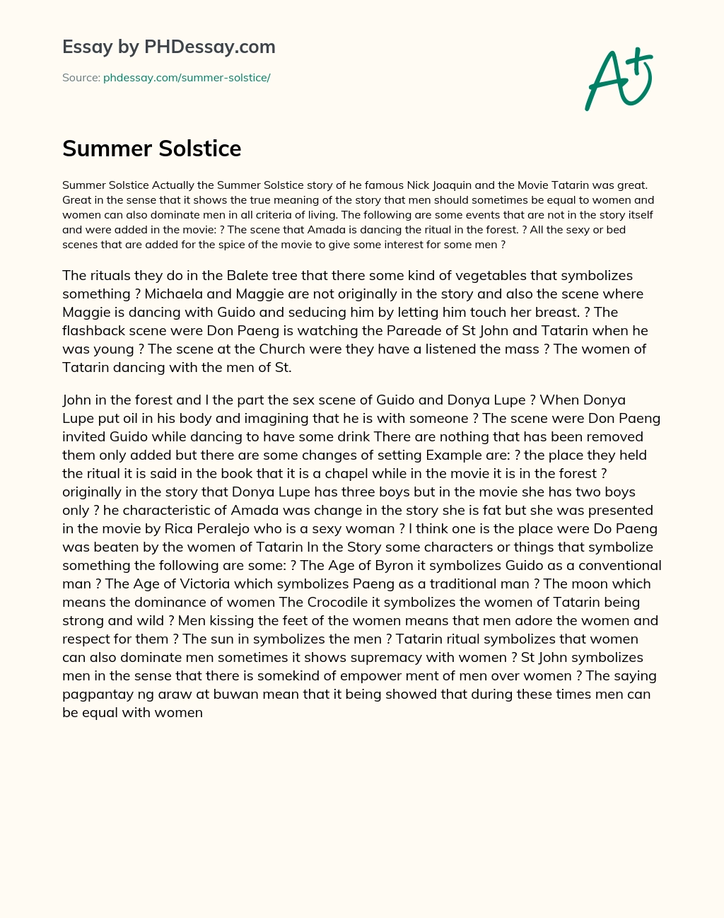 Summer Solstice essay