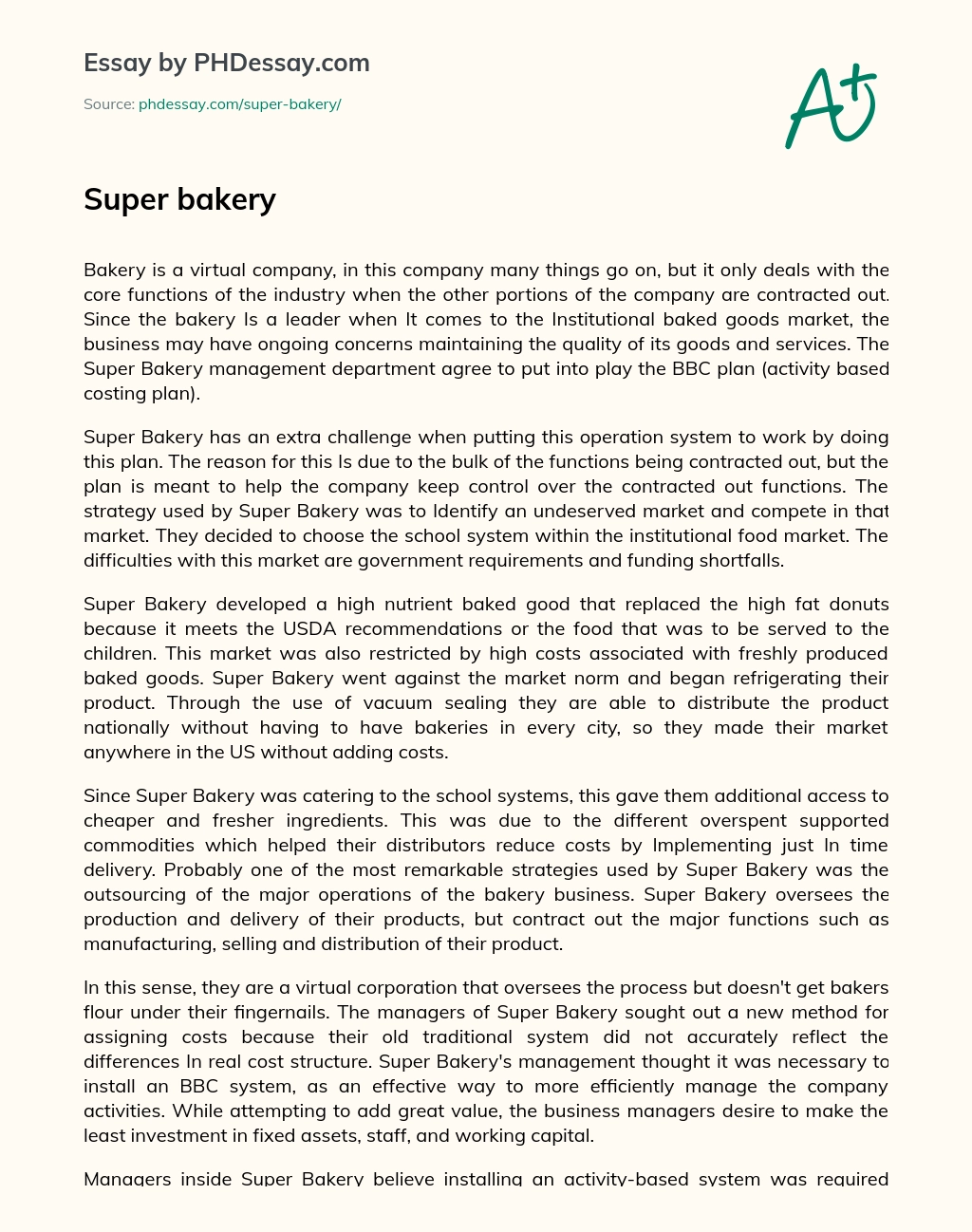 Super bakery essay