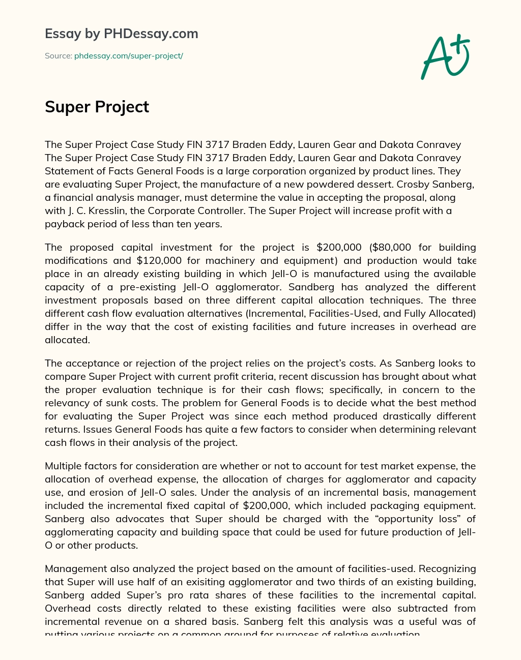 Super Project essay