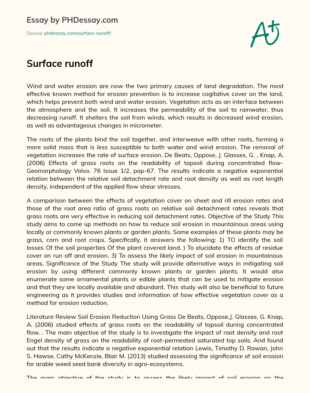Surface runoff essay
