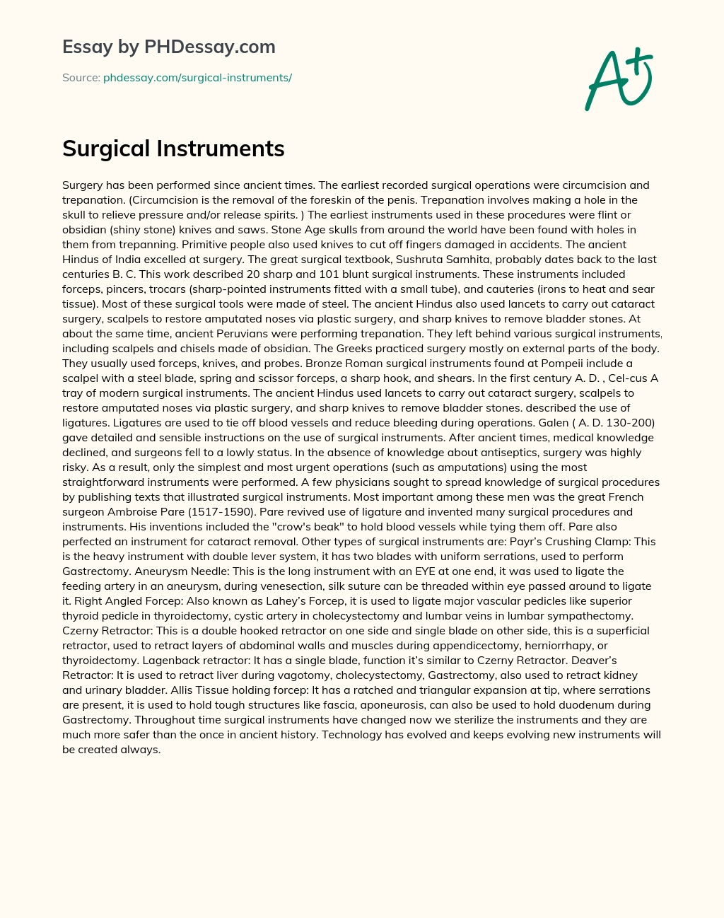 Surgical Instruments essay
