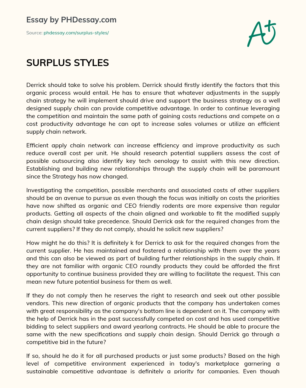 SURPLUS STYLES essay